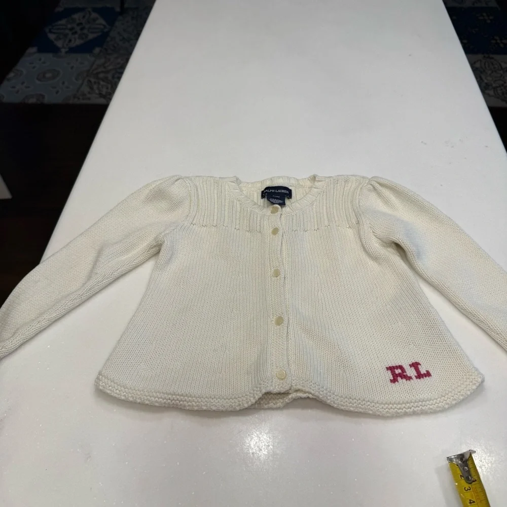 Ralph Lauren Girls 2 PCS Set Pink Corduroy Skirt 2T & Cardigan Sweater  24 Mo